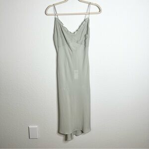 Abercrombie & Fitch Dress Women Small Petite Midi Slip Faux Satin Side Slit B15
